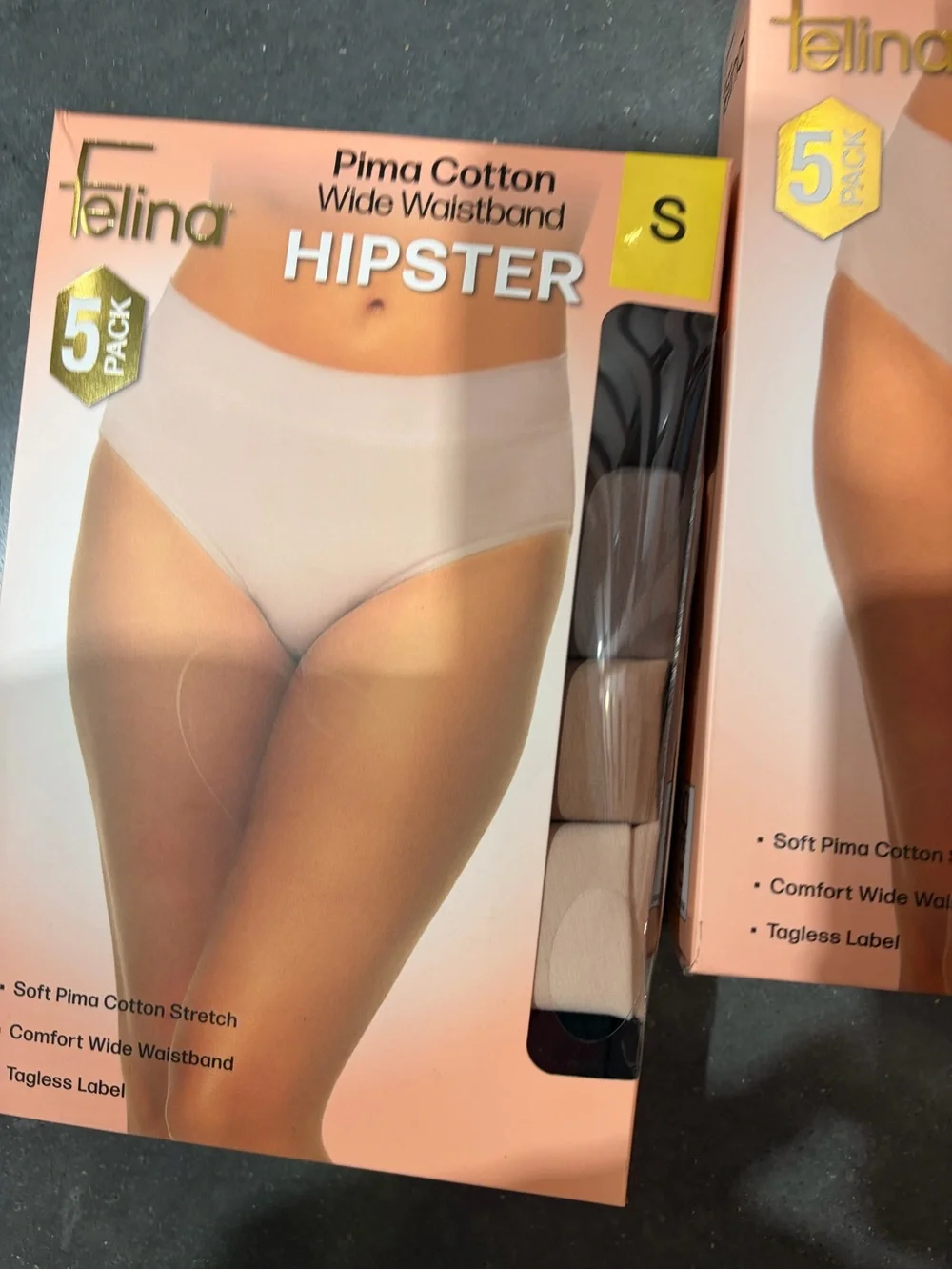 Felina Pima Cotton Hipster - Beige/ black / gray  (5 Pack) new sealed